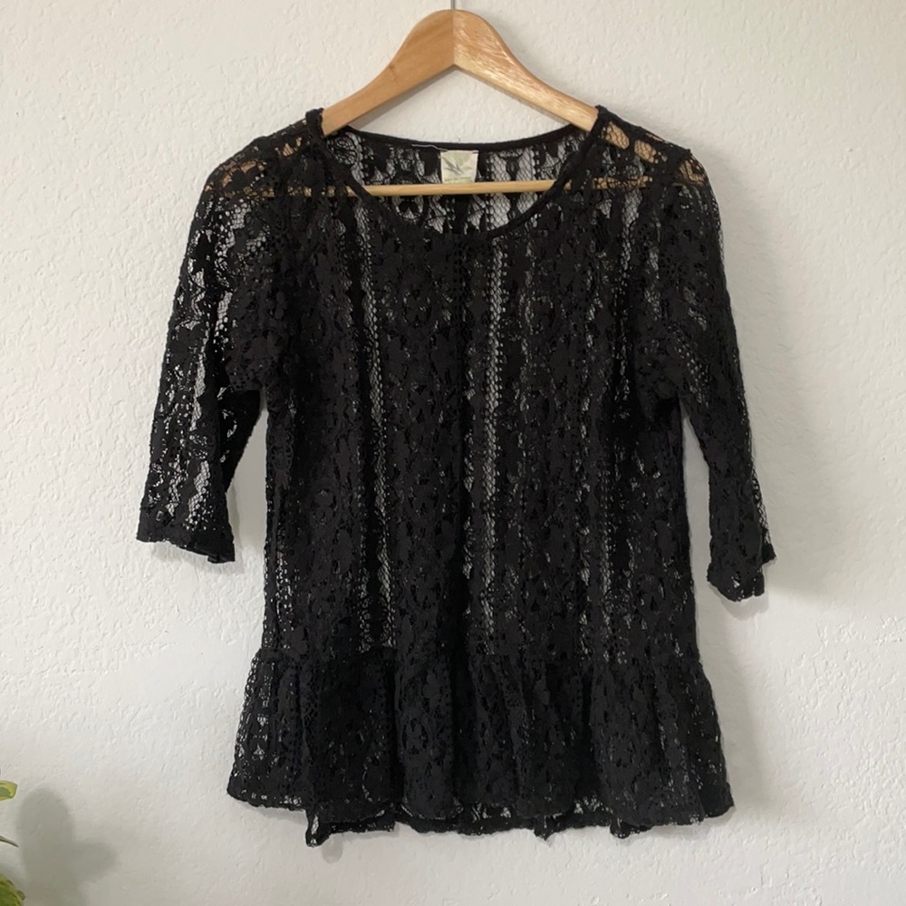 Anthropologie Black Lace Top